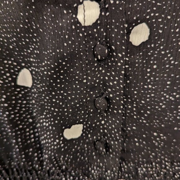 Roolee Black & White Shirred Midi Dress - Size Large - Polka dot Splotches EUC - Picture 5 of 7